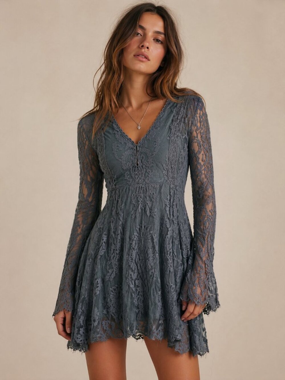 Free People Reign Over Me Lace Mini Dress - Rare Blue -Size 2 / ASO Taylor Swift